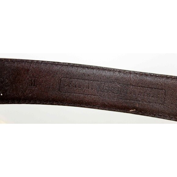 Fossil Dark Brown Leather Belt Filigree/Scroll Metal Belt Buckle Women S Med - Picture 7 of 7